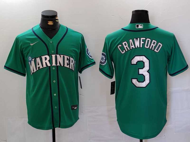 Men%27s Seattle Mariners #3 JP Crawford Teal Green Stitched Cool Base Nike Jersey->san francisco giants->MLB Jersey